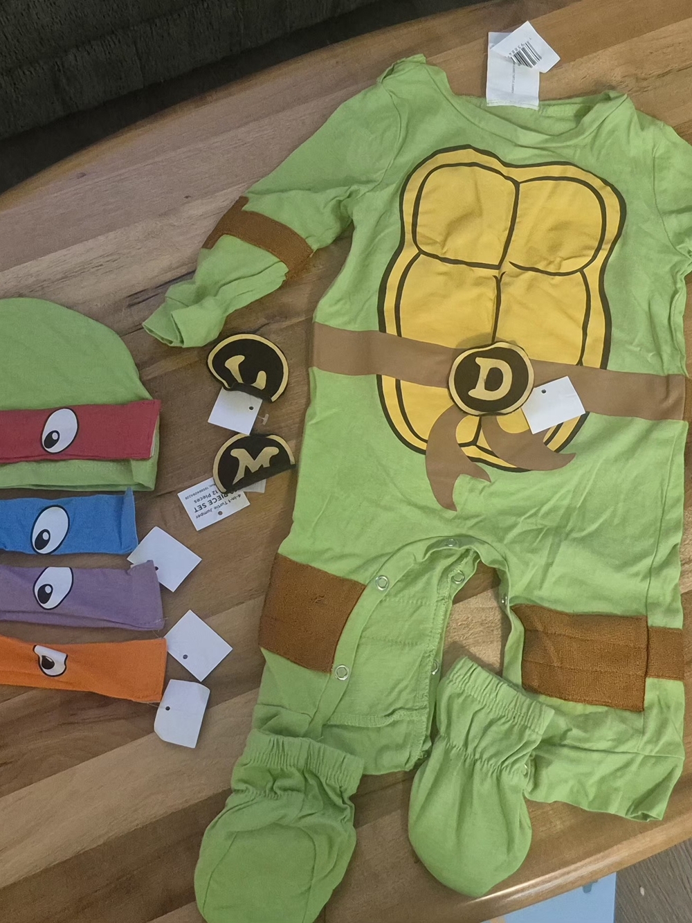 Nickelodeon Green Teenage Mutant Ninja Turtles Romper with Colored Masks